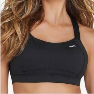 Brooks Women's Black Sports Bra with White Logo